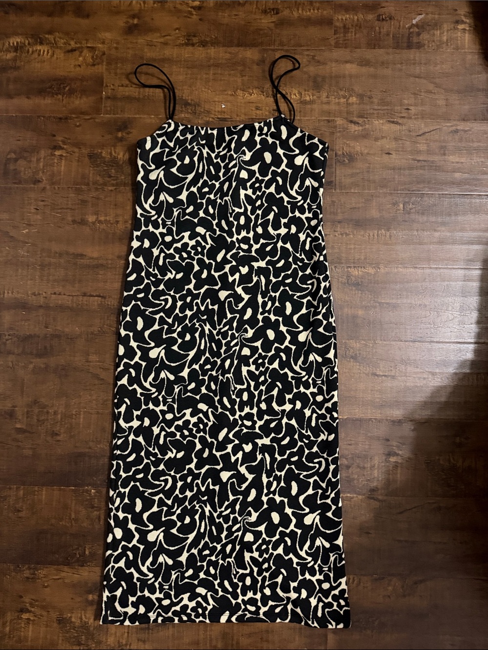 Zara Black and Cream Floral Slip Maxi Dress